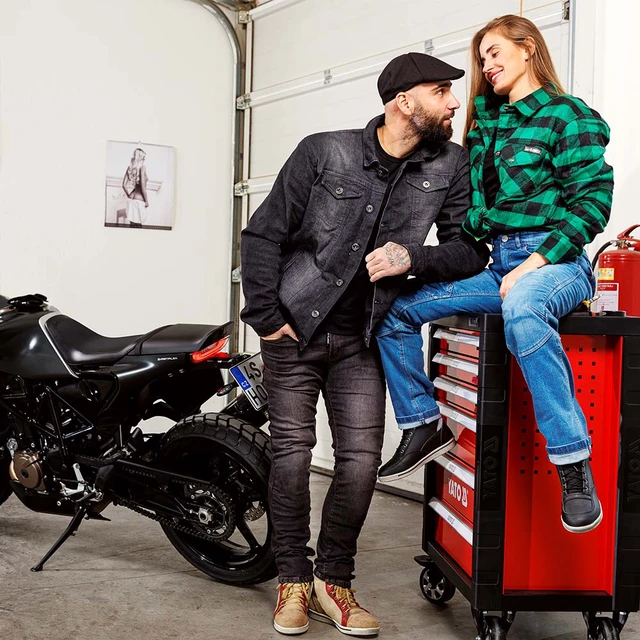 Męska jeansowa letnia kurtka motocyklowa W-TEC Lenny - Czarny