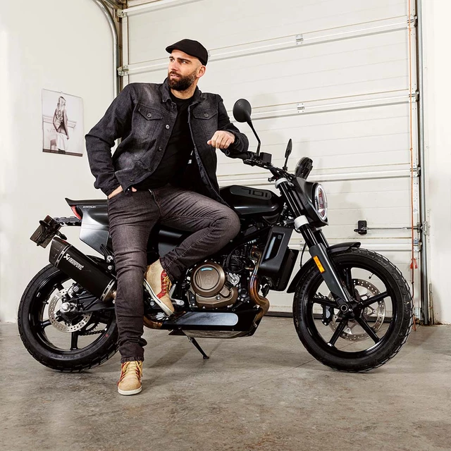 Męska jeansowa letnia kurtka motocyklowa W-TEC Lenny - Czarny