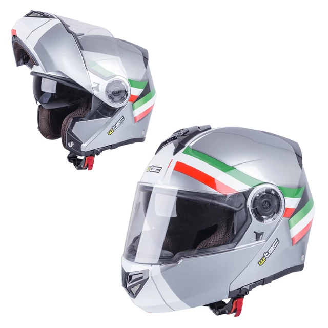 Kask motocyklowy szczękowy W-TEC Vexamo z blendą - Czarno-zielony