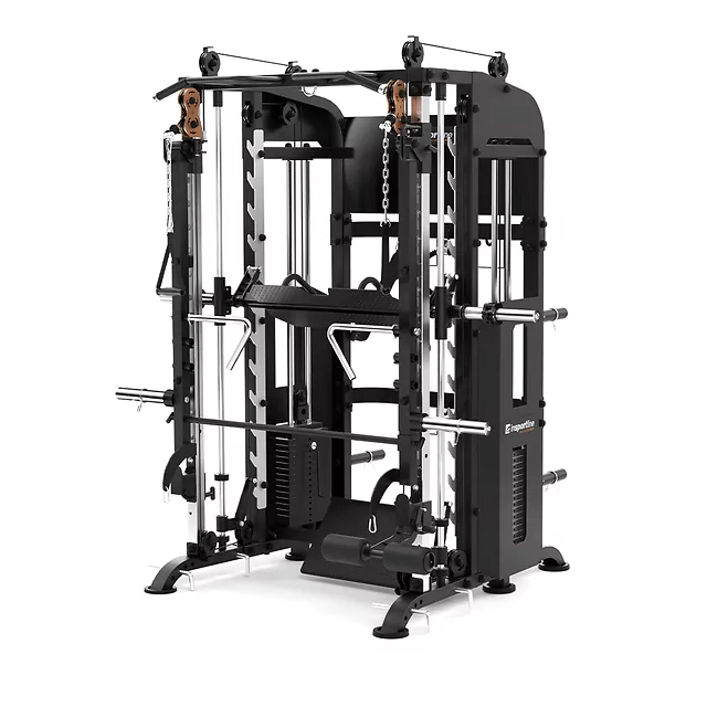 Profesjonalna brama / suwnica Smitha inSPORTline CC700 ∙ 2×100 kg stos ∙ wyciągi, poręcze, akcesoria ∙ solidna konstrukcja - Czarny - Czarny