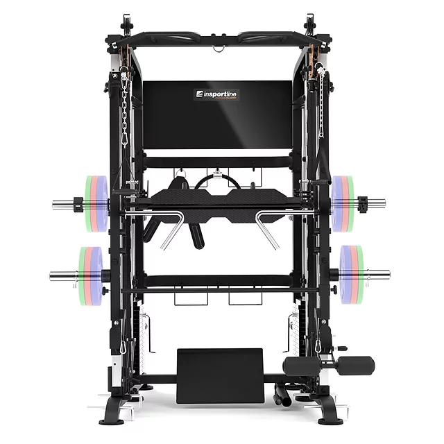 Profesjonalna brama / suwnica Smitha inSPORTline CC700 ∙ 2×100 kg stos ∙ wyciągi, poręcze, akcesoria ∙ solidna konstrukcja - Czarny