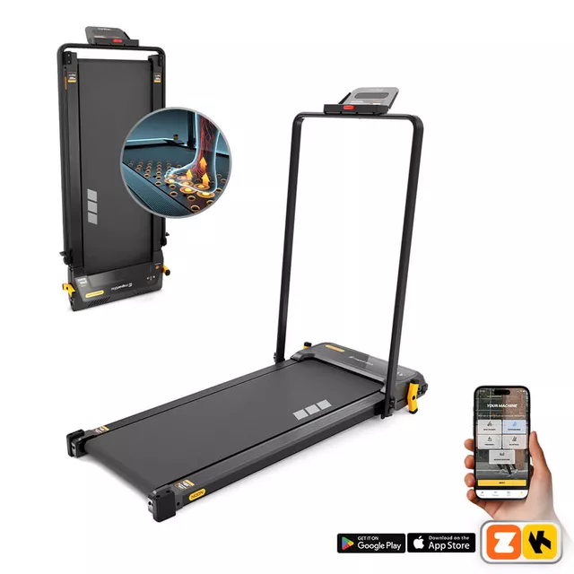 Bieżnia składana 2w1 z funkcją masażu inSPORTline ZenRun NOON ∙  elektryczna ∙ domowa ∙ aplikacje Zwift/Kinomap ∙ Bluetooth