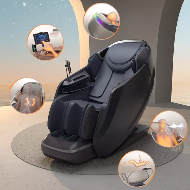 Fotel masujący inSPORTline Balsadena ∙ masaż 4D, powietrzny ∙ ogrzewanie ∙ Bluetooth ∙ Zero Gravity ∙ Zero Space - Beżowy - Czarny