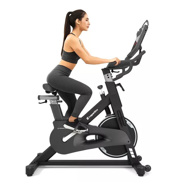 Rower spinningowy inSPORTline ZenRoute 1200 ∙ 22 kg koło zamachowe ∙ nośność 150 kg ∙ 32 poziomy obciążenia ∙ ekran 10,1" z Netflix
