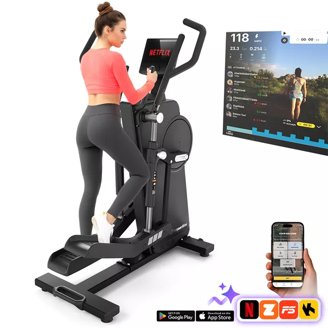 Profesjonalny orbitrek przednionapędowy inSPORTline ZenStride 1200 ∙ 16 poziomów oporu ∙ aplikacje Kinomap/Zwift ∙ ekran TFT 10,1"