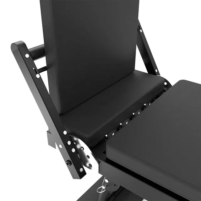 Reformer inSPORTline Auraler do pilatesu ∙ podwójny opór sprężynowy ∙ max wysokość 200 cm ∙ solidna konstrukcja ∙ podłokietniki regulowane ∙ składany