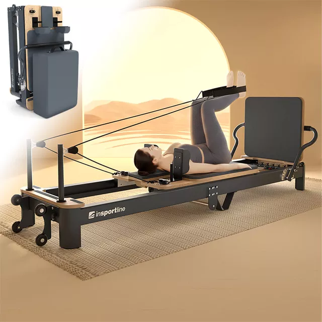 Profesjonalny reformer do pilatesu inSPORTline Comfolder ∙ składany ∙ nośność 150 kg ∙ rama aluminiowa ∙ regulacja oporu