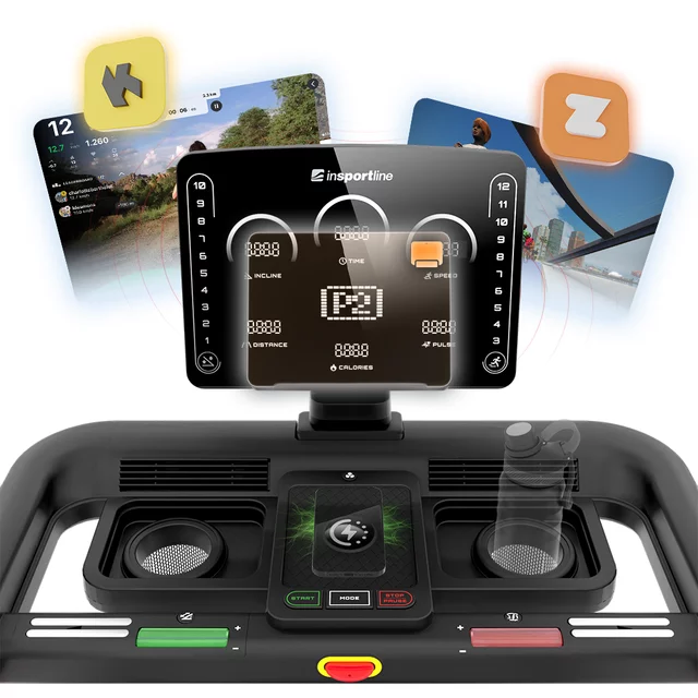 Bieżnia elektryczna z lustrem inSPORTline ZenRun 60 ∙ składana ∙ 22 km/h ∙ nośność 150 kg ∙ 4 KM ∙ HRC ∙ Zwift/Kinomap