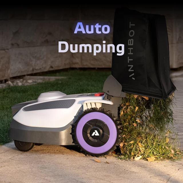 Bezprzewodowy robot koszący Anthbot N8 (1500 m²) ∙ z koszem ∙ nawigacja rtk ∙ dual vision ai ∙ automatyczne opróżnianie kosza
