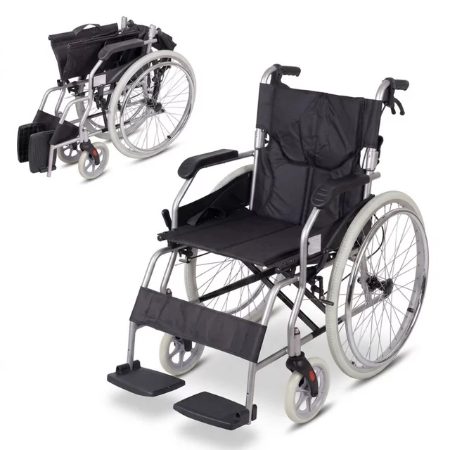 Lekki mechaniczny wózek inwalidzki inSPORTline Jakesully ∙ składany ∙ waga 13 kg ∙ nośność 100 kg ∙ jasne koła