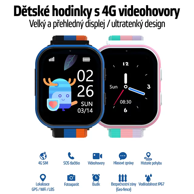 Smartwatch dziecięcy inSPORTline Cubbio ∙ wymienne ramki ∙ śledzenie GPS ∙ przycisk SOS ∙ połączenia głosowe ∙ IP 67 ∙ karta SIM - Biały