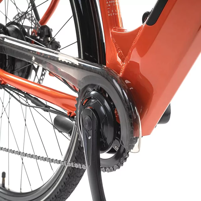 Miejski rower elektryczny z oświetleniem Levit Musca Urban HD 630 28" - Orange Pearl