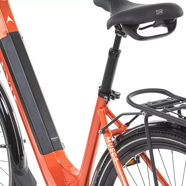 Miejski rower elektryczny z oświetleniem Levit Musca Urban HD 468 28" - Orange Pearl