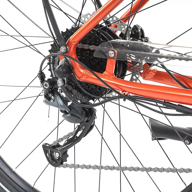 Miejski rower elektryczny z oświetleniem Levit Musca Urban HD 630 28" - Orange Pearl