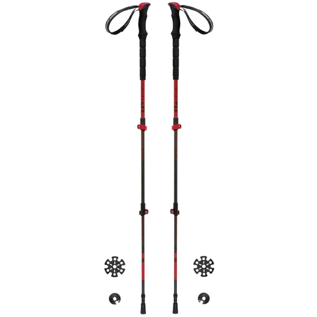 Kije trekkingowe Ferrino Nuptse ∙ ultralekki carbon ∙ teleskopowe 3-częściowe ∙ antypoślizgowy uchwyt ∙ system Lock&Go ∙ talerzyki śniegowe