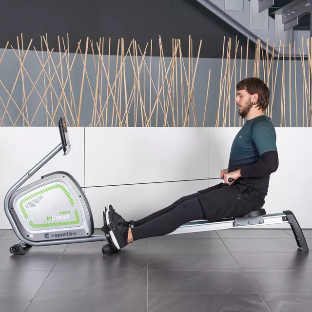 Wioślarz magnetyczny inSPORTline RW60 ∙ składany ∙ program HRC ∙ 16 stopni obciążenia ∙ Bluetooth ∙ aplikacje treningowe - Czarny