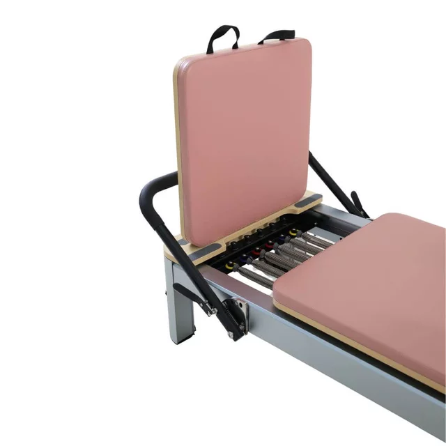 Reformer do pilatesu inSPORTline Oquiler ∙ system sprężynowy ∙ nośność 150 kg ∙ rama aluminiowa ∙ box w zestawie - Różowy