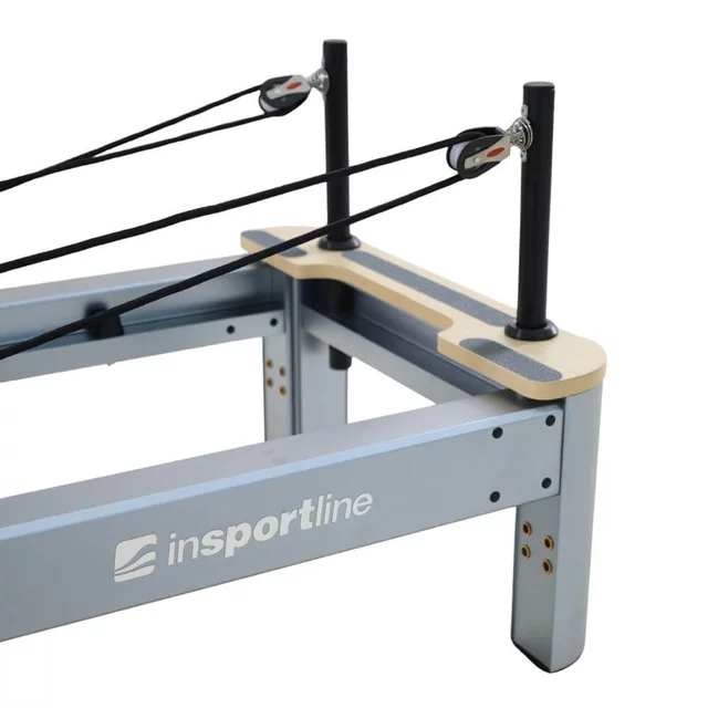 Reformer do pilatesu inSPORTline Oquiler ∙ system sprężynowy ∙ nośność 150 kg ∙ rama aluminiowa ∙ box w zestawie - Różowy