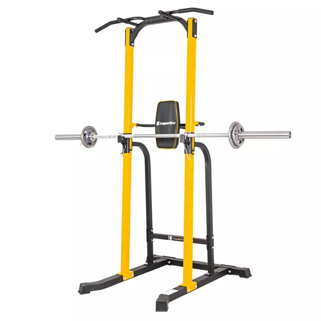 Stacja wielofunkcyjna inSPORTline Power Tower PT250 ∙ drążek + dipy + stojak ∙ udźwig 150 kg ∙ drążek z wieloma uchwytami - Czarno-żółty