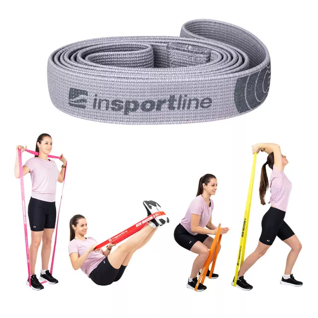 Guma oporowa inSPORTline Rand XX Strong ∙ 208×3,3 cm ∙ do ćwiczeń, rehabilitacji ∙ opór 13 kg - Szary - Szary