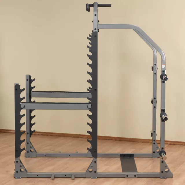 Wielofunkcyjny stojak treningowy pod sztangę Body-Solid SMR1000 ∙ heavy-duty rack ∙ haki bezpieczeństwa ∙ drążek górny