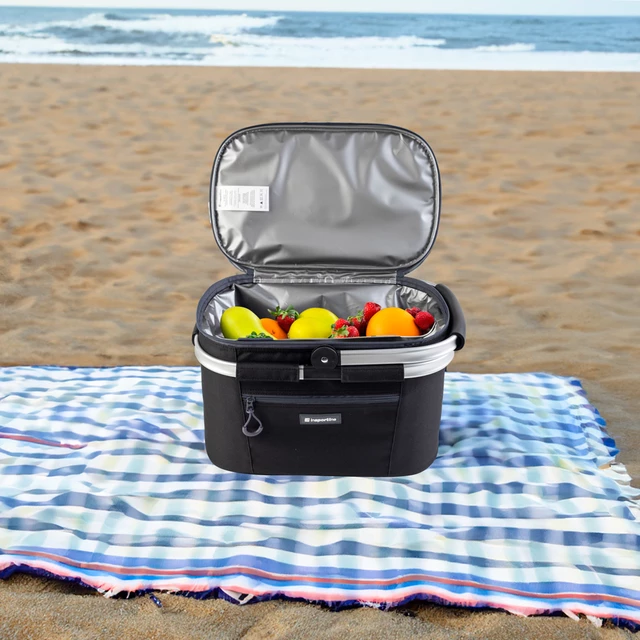 Kosz piknikowy inSPORTline Oseava ∙ pojemność 20 l ∙ termoizolacja ∙ nośność 10 kg ∙ waga 0,65 kg ∙ składany uchwyt ∙ utrzymuje temp. do 6 h