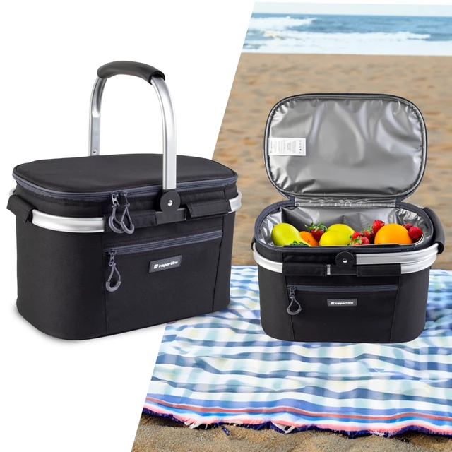 Kosz piknikowy inSPORTline Oseava ∙ pojemność 20 l ∙ termoizolacja ∙ nośność 10 kg ∙ waga 0,65 kg ∙ składany uchwyt ∙ utrzymuje temp. do 6 h