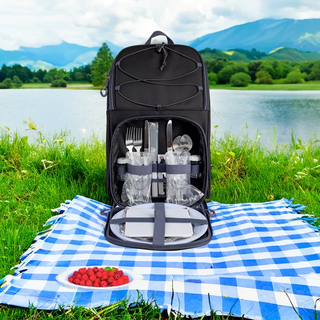 Plecak piknikowy termoizolacyjny inSPORTline Svapet ∙ zestaw dla 2 osób ∙ komora 8 l ∙ waga 1,1 kg ∙ nośność 20 kg ∙ sztućce ∙ dodatkowe akcesoria