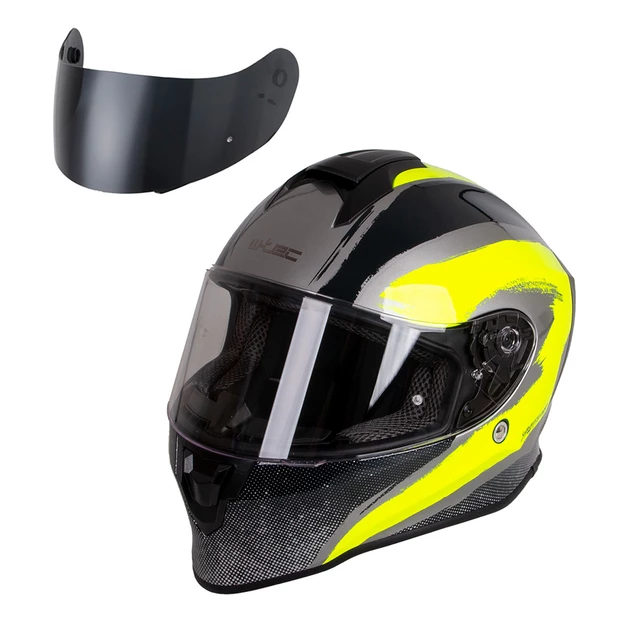 Kask motocyklowy W-TEC Integra Graphic + wizjer - Czarno-biały - Czarno-zielony
