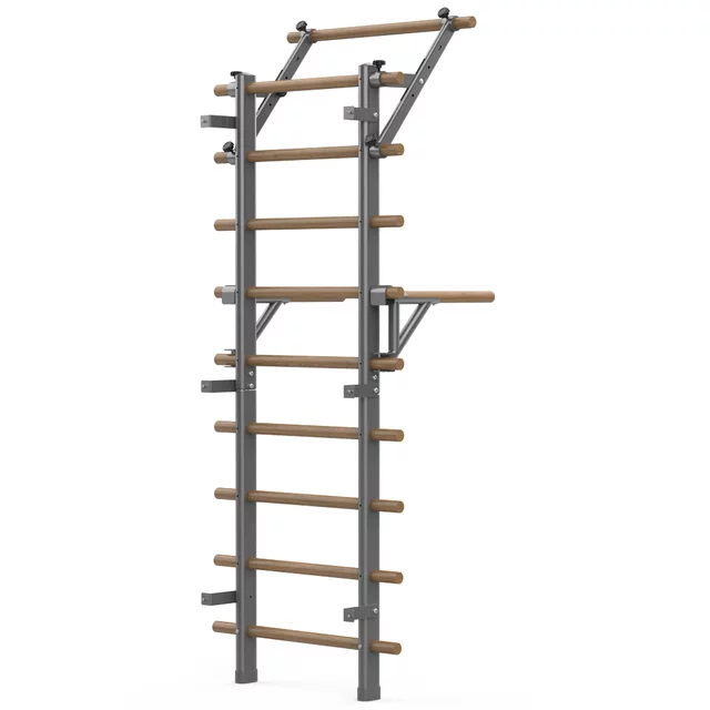 Drabinka gimnastyczna inSPORTline Wootaline 199x80 cm ∙ z drążkiem i poręczami ∙ nośność 150 kg ∙ rama stal/drewno