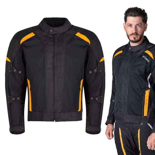 Męska letnia kurtka motocyklowa W-TEC Tosheck - Czarno-żółty - Czarno-żółty