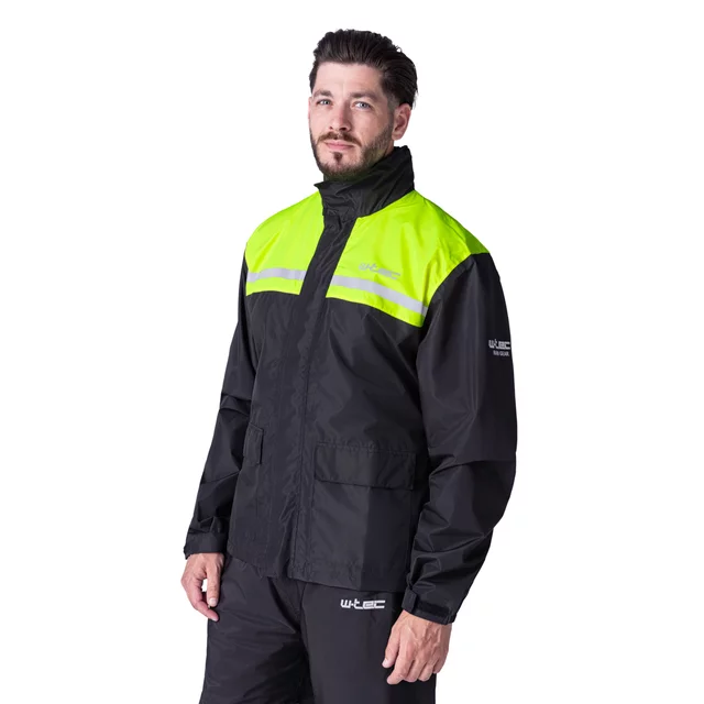 Kurtka motocyklowa przeciwdeszczowa W-TEC Rinstop ∙ wodoodporna ∙ odblaskowa Visionight ∙ ripstop ∙ mesh ∙ lekka kompaktowa - Czarny-fluo