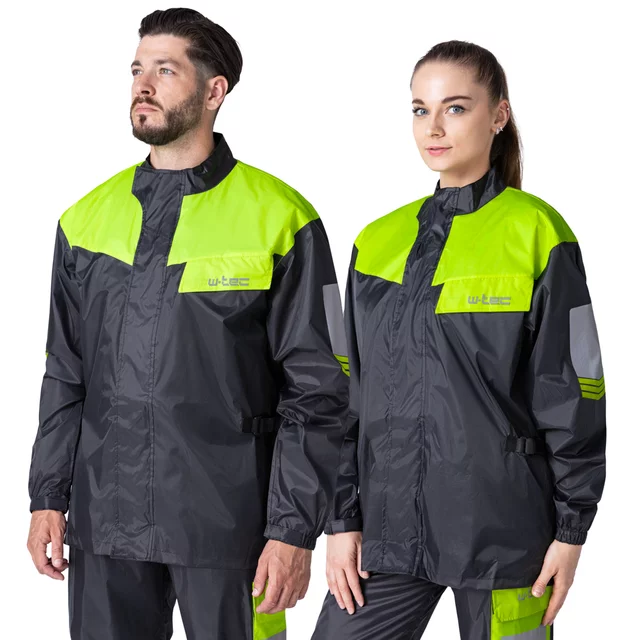 Kurtka przeciwdeszczowa na motocykl W-TEC Igava ∙ oddychająca podszewka mesh ∙ zabezpieczony suwak ∙ wysoka widoczność - czarny-fluo zielony - czarny-fluo zielony