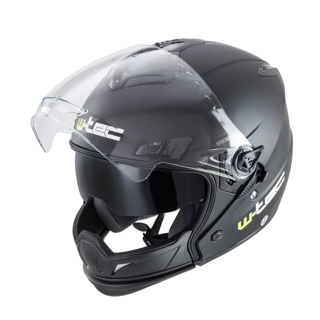 Kask motocyklowy 2w1 W-TEC NK-850 otwierany ∙ blenda przeciwsłoneczna - Biały błyszczący