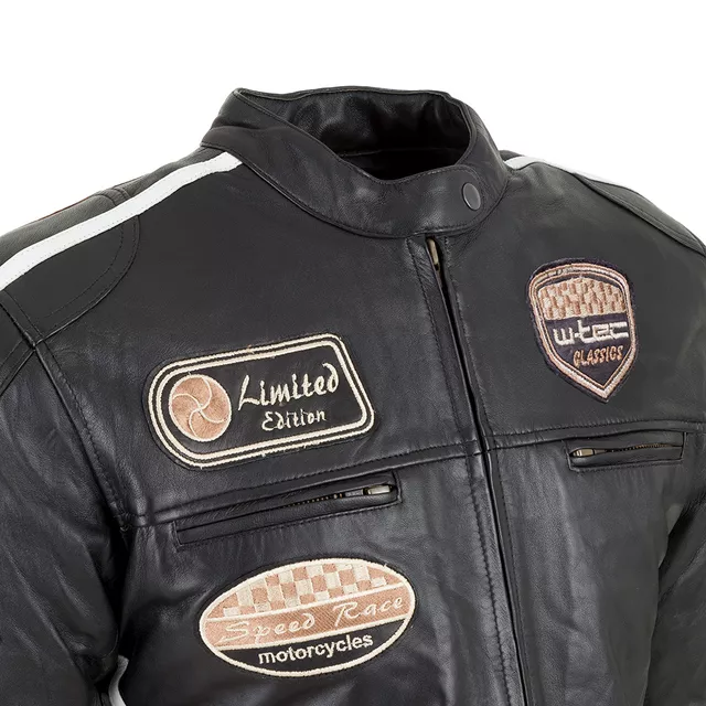 Męska skórzana kurtka motocyklowa W-TEC Sheawen Black - Czarny