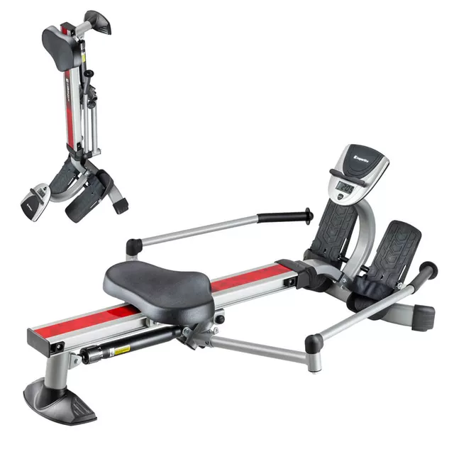 Wioślarz treningowy inSPORTline Power Master X ∙ hydrauliczny system oporu ∙ 12 poziomów oporu ∙ płynny ruch ∙ uchwyt na tablet ∙ LCD - Srebrny