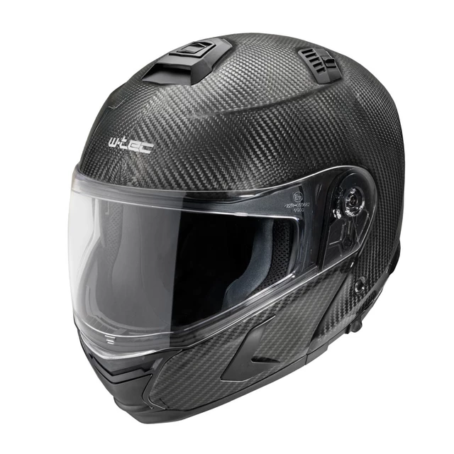 Kask motocyklowy full-carbon W-TEC Tensiler ∙ lekki ∙ skorupa karbon + włókno szklane ∙ wysuwana osłona słoneczna - połysk węgla
