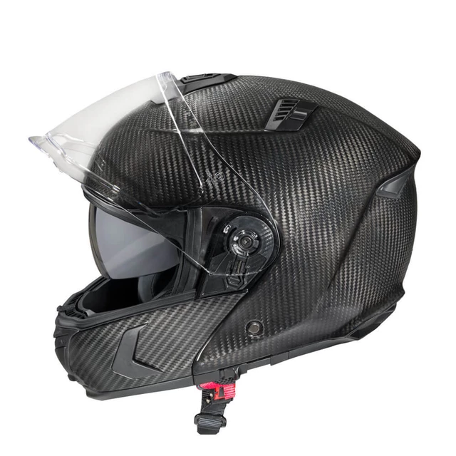 Kask motocyklowy full-carbon W-TEC Tensiler ∙ lekki ∙ skorupa karbon + włókno szklane ∙ wysuwana osłona słoneczna - połysk węgla
