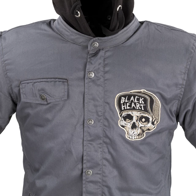 Męska kurtka motocyklowa W-TEC Black Heart Garage Built Jacket ∙ Ochraniacze CE ∙ Kaptur odpinany - Ciemny szary
