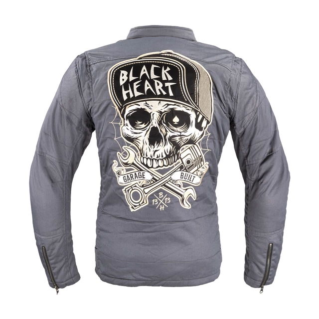 Męska kurtka motocyklowa W-TEC Black Heart Garage Built Jacket ∙ Ochraniacze CE ∙ Kaptur odpinany - Ciemny szary