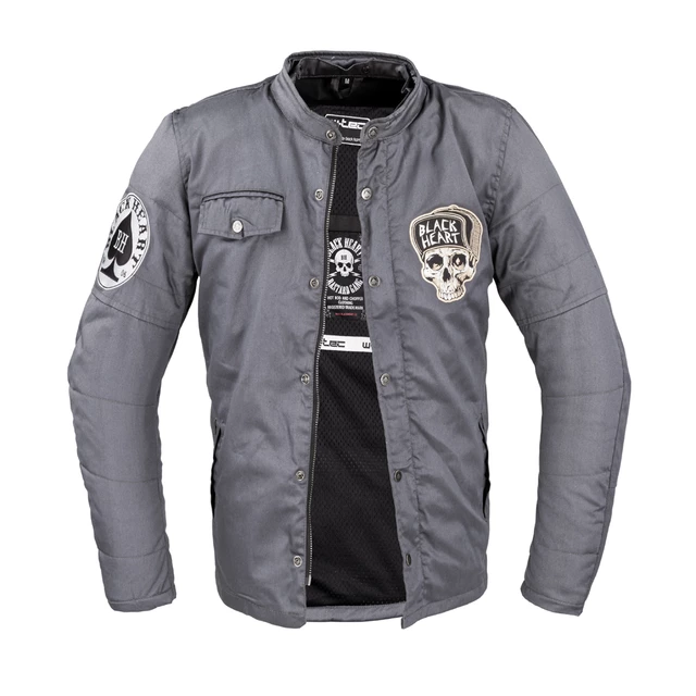 Męska kurtka motocyklowa W-TEC Black Heart Garage Built Jacket ∙ Ochraniacze CE ∙ Kaptur odpinany - Ciemny szary