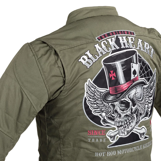 Męska kurtka motocyklowa z aramidem W-TEC Black Heart Hat Skull Jacket - Garage Built