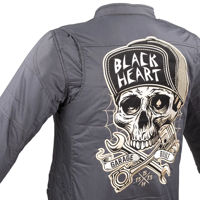 Męska kurtka motocyklowa W-TEC Black Heart Garage Built Jacket ∙ Ochraniacze CE ∙ Kaptur odpinany - Ciemny szary