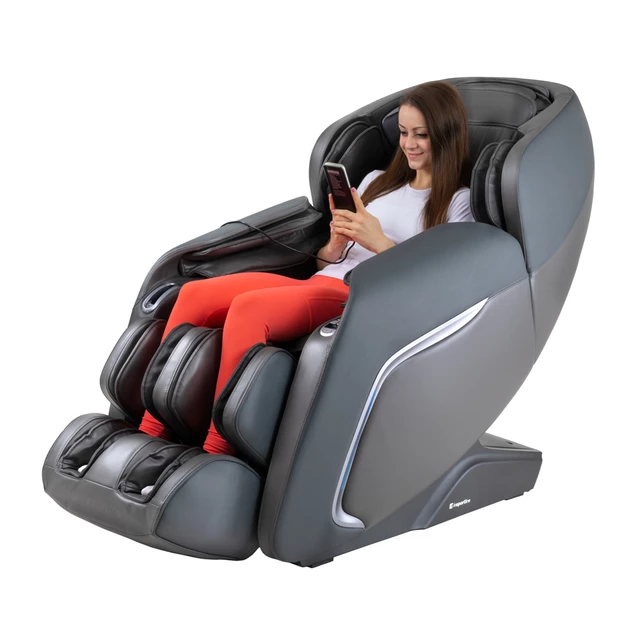 Fotel do relaksu inSPORTline Carlita ∙ masaż mechaniczny + powietrzny ∙ ogrzewanie podczerwienią ∙ sterowanie głosowe ∙ Bluetooth - Antracyt