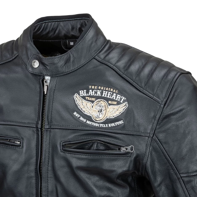 Męska skórzana kurtka motocyklowa W-TEC Black Heart Wings Leather Jacket - Czarny