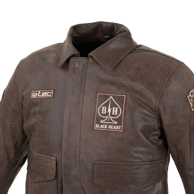 Męska skórzana kurtka motocyklowa W-TEC Black Heart Bomber - Brązowy Vintage