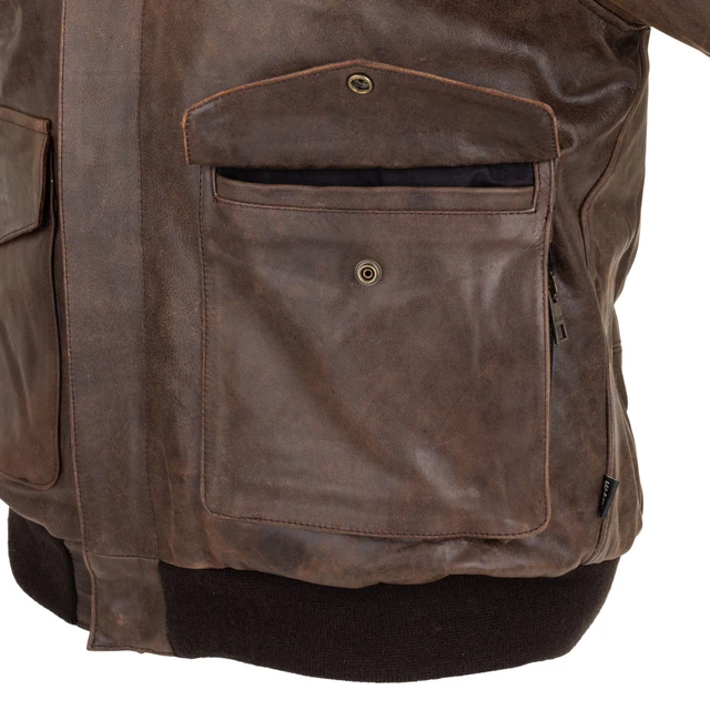 Męska skórzana kurtka motocyklowa W-TEC Black Heart Bomber - Brązowy Vintage