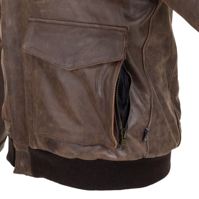 Męska skórzana kurtka motocyklowa W-TEC Black Heart Bomber - Brązowy Vintage