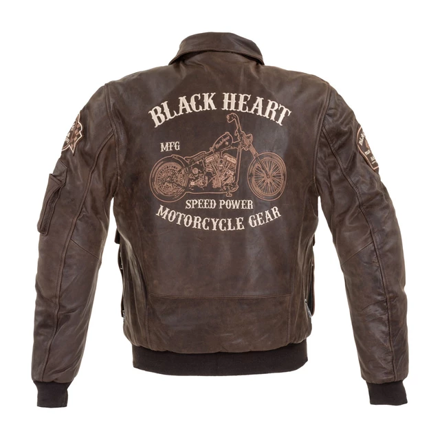 Męska skórzana kurtka motocyklowa W-TEC Black Heart Bomber - Brązowy Vintage