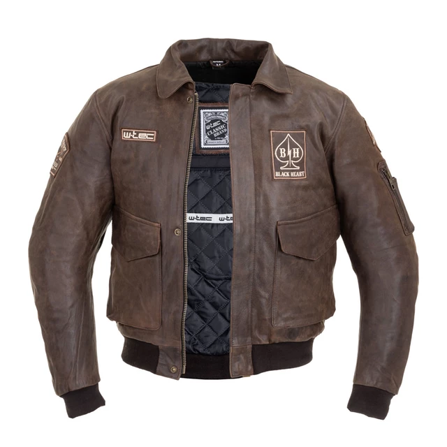 Męska skórzana kurtka motocyklowa W-TEC Black Heart Bomber - Brązowy Vintage